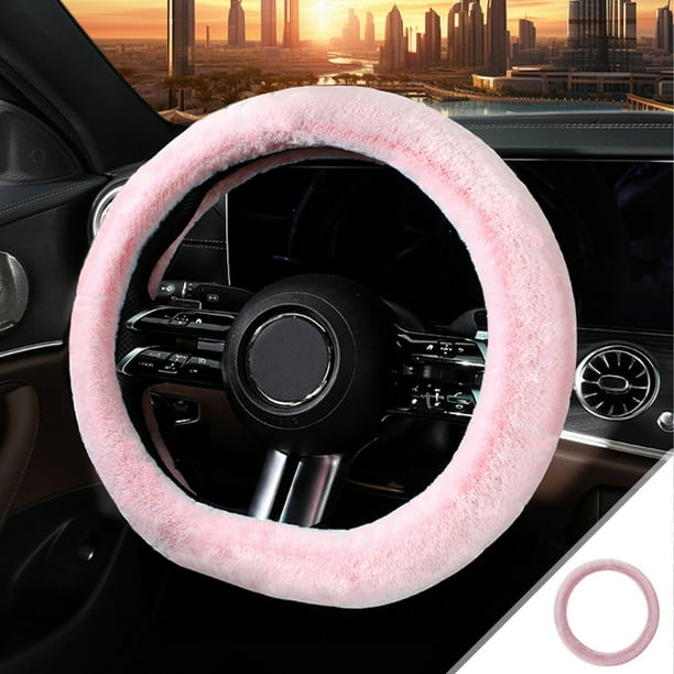 Funda de volante de coche de felpa de invierno de 38 cm, adecuada para coches de 15 pulgadas.