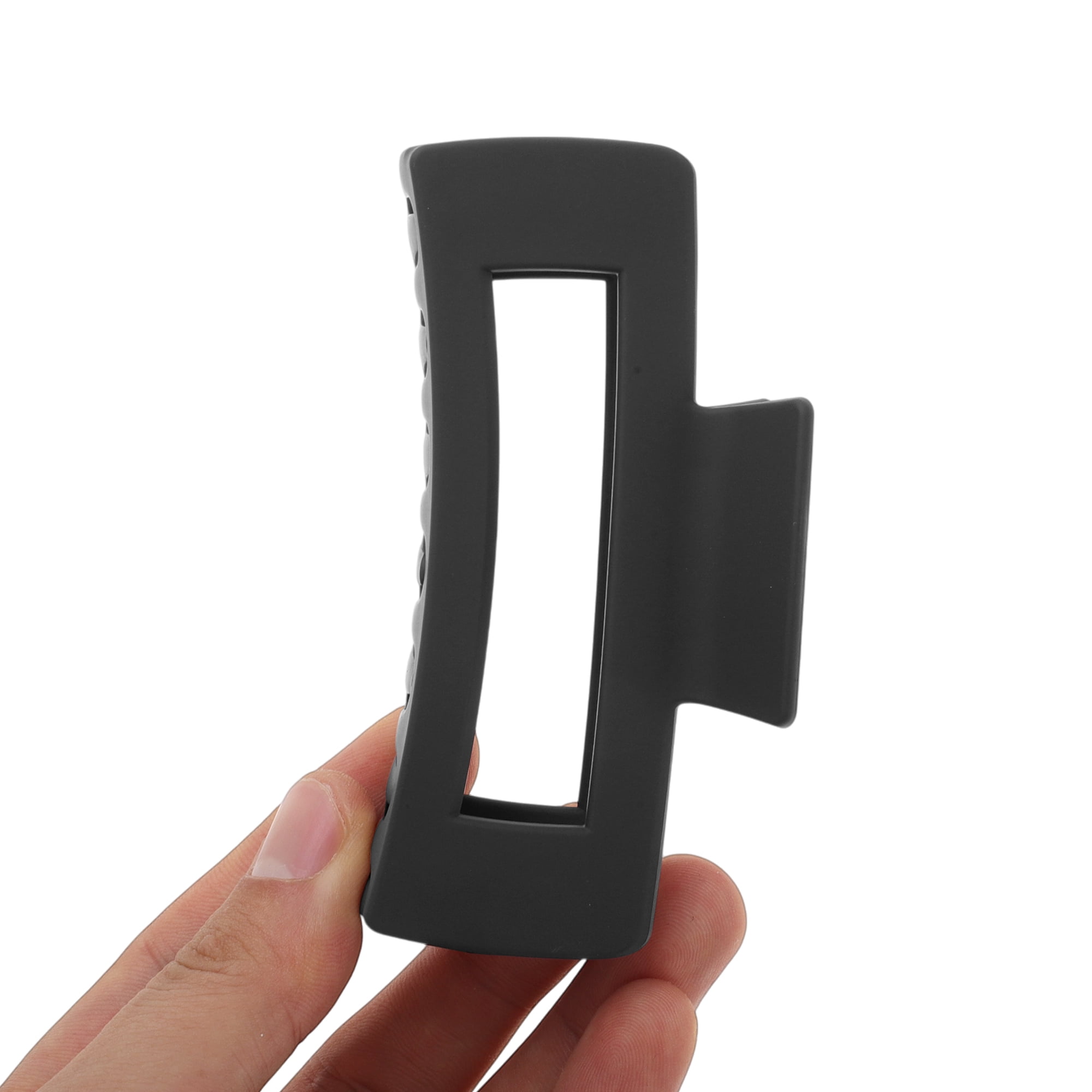 Unique Bargains Rectangle Frosted Hair Clips Orange Brown White Black 4 Pcs
