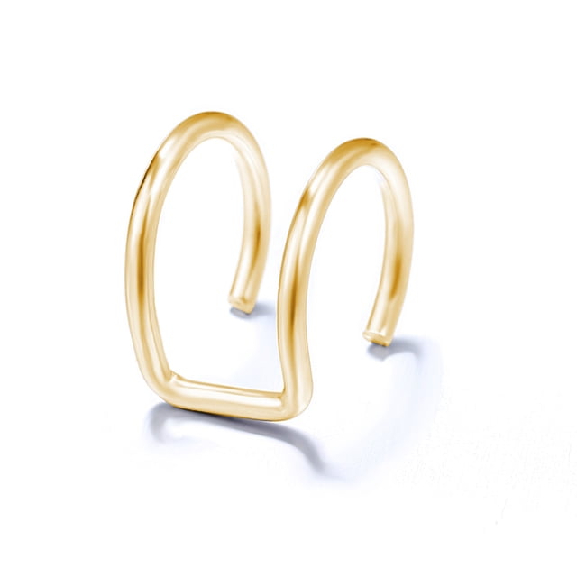 Falso Helix Ear Cuff Pendiente de cartílago Sin perforación Simple Criss Cross Líneas dobles Ajustable Minimalista Mujeres Hombres Clip adorno Regalos del día de San Valentín