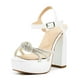 thumbnail image 4 of Zapatilla Con Plataforma Tacon Ancho Elegantes Color Plata plateado 25, 4 of 7