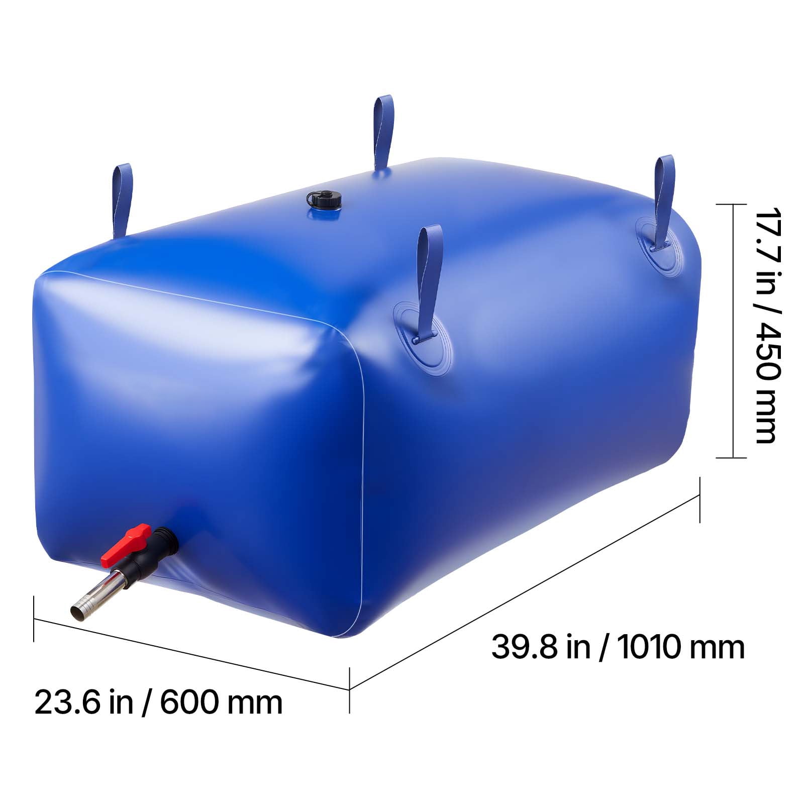 KFFKFF 63.4 Gallon Portable Water Storage Bladder, Collapsible PVC Water Container, Durable and Leak-Resistant Tank for Emergency, RV, Truck, and Outdoor Applications