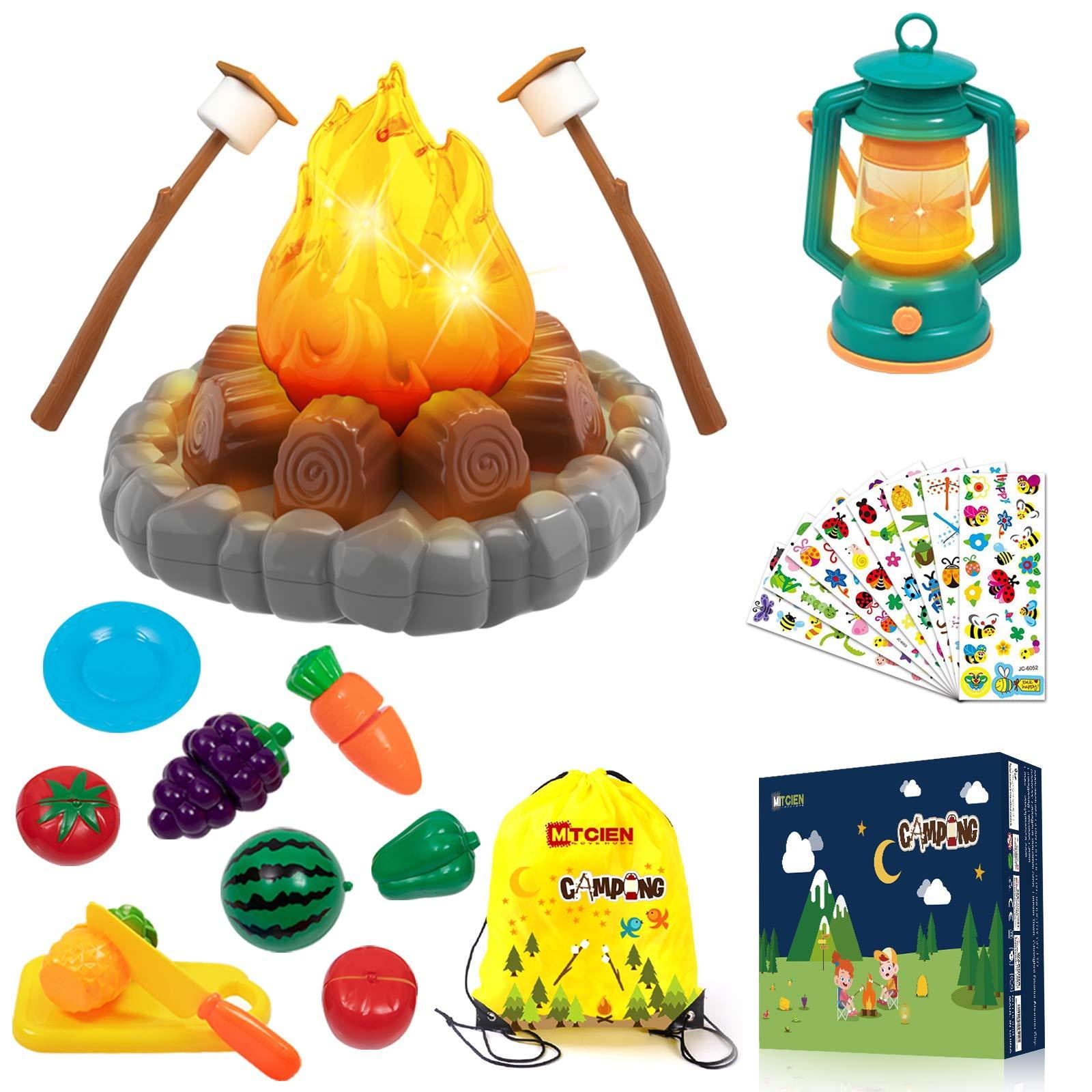 MITCIEN Pretend Camping Toy Play Set,Campfire,S'Mores,Oil Lantern