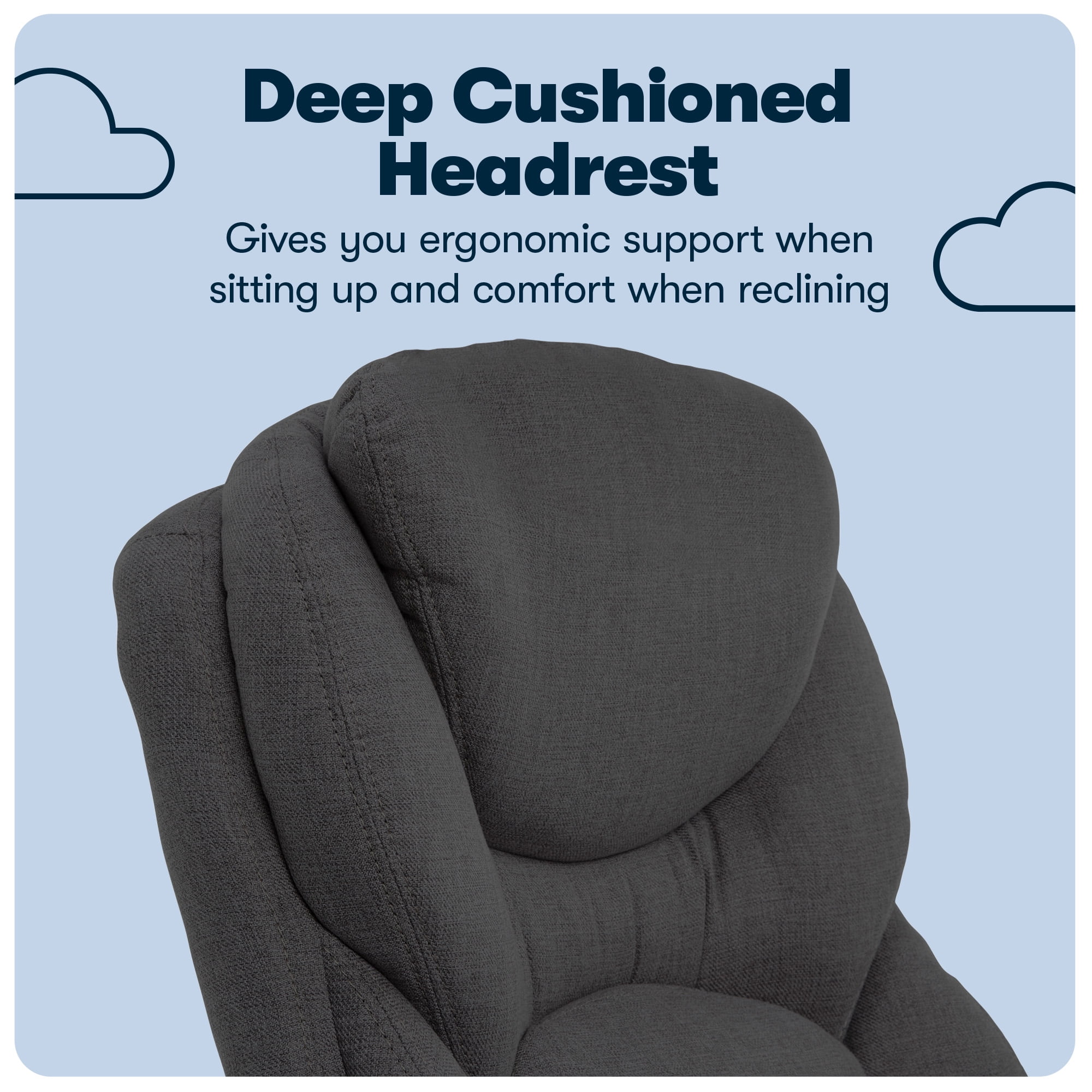 Serta Claremont Executive Office Chair with Back-In-Motion Technology, Ergonomic Mid-Back with Pivot Lumbar Support and Seat, Plush Cushion, Body Pillows, Adjustable Arms, Dark Gray Fabric