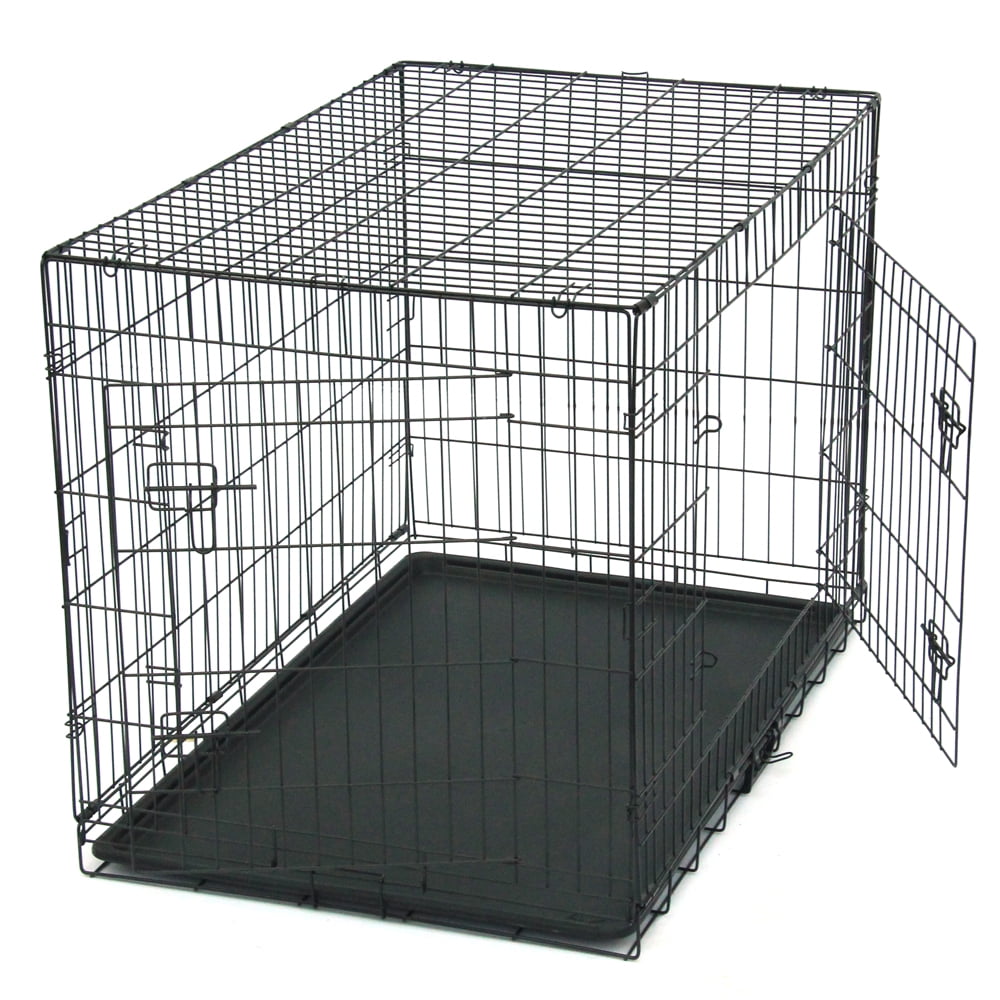 Dog Crate for Medium Dogs, Fully Equipped Dog Crate Double Door Folding
