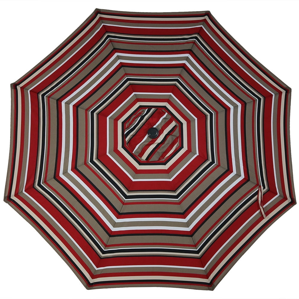 Sunnydaze 9 Foot Outdoor Patio Umbrella With Push Button Tilt Crank Aluminum Awning Stripe Walmart Com Walmart Com