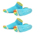 thumbnail image 1 of Calcetines de Yoga Uxcell, Antideslizantes de Cinco Dedos de Algodón para Hombres y Mujeres, 2 Pares Colorido-Azul, 1 of 7