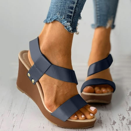 

Women Wedge Sandals Buckle Sandals Platform Wedge Slippers Cool Fashion Versatile Fish Mouth Breathable Wedge Slippers Sandals Note Please Buy One Or Two Sizes Larger