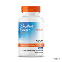 Doctors Best MSM, Supports Hair, Skin, Nails, & Joints, Non-GMO, Gluten Free, 3000 mg Per Serving, 180 Capsules