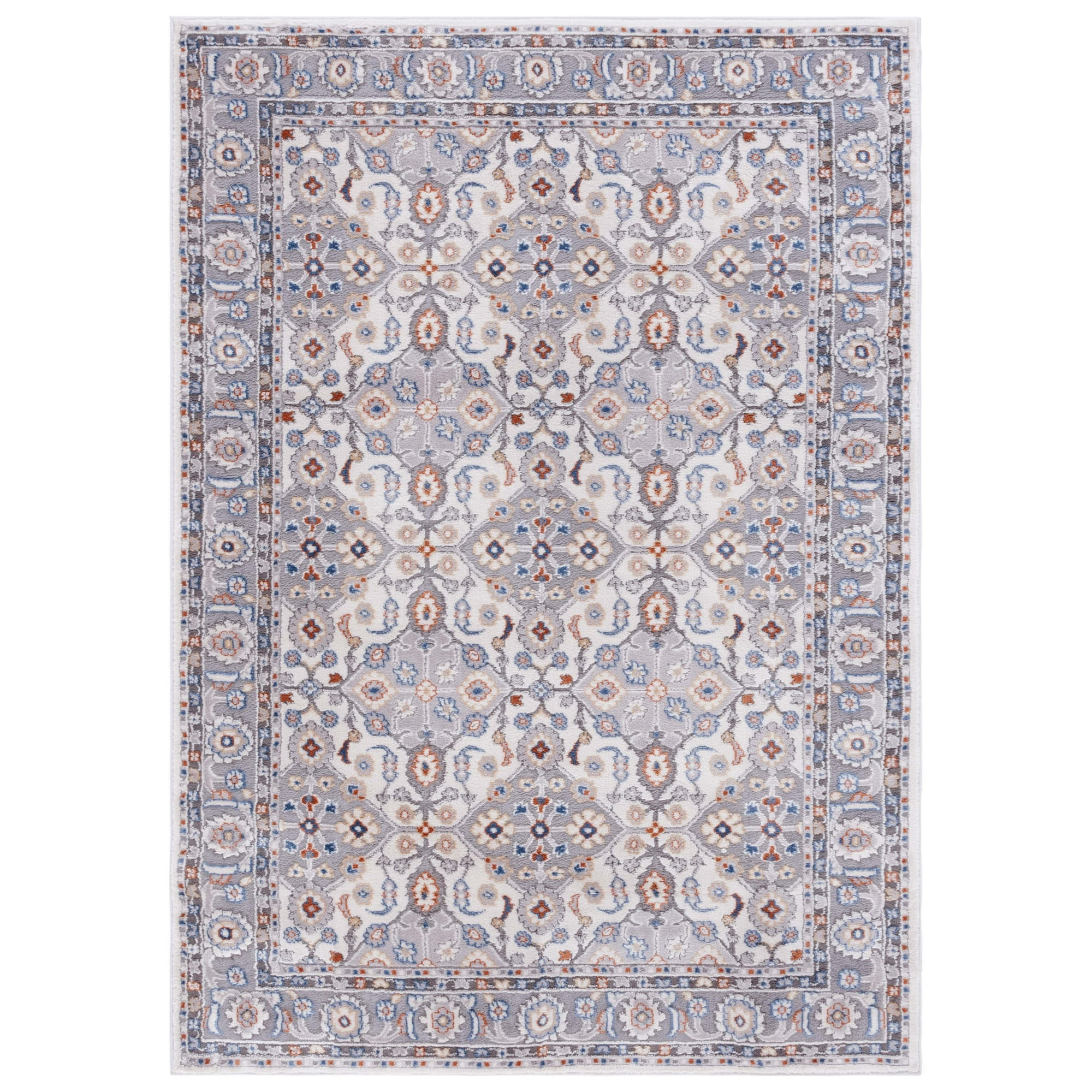 Mainstays Neutral Multi Area Rug, 5 ft x 7 ft, Grey/Blue Rust