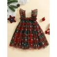 thumbnail image 3 of Spewahor Toddler Baby Girl Summer Dress 6 12 18 24 Months 2T 3T 4T Sleeveless Square Neck Candy Cane/Plaid Print Tutu Dress, 3 of 8