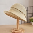 thumbnail image 3 of CoCopeaunts Sunshade Straw Bucket Hat for Women Summer Retro Foldable Basin Cap Literary Fisherman Hat Casual Sun Cap Bow Belt, 3 of 8