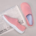 thumbnail image 5 of DLWKIPV Women's White Flyknit Slip-On Shoes - Breathable Lightweight Casual Loafers for Daily Wear(pink,5.5), 5 of 6