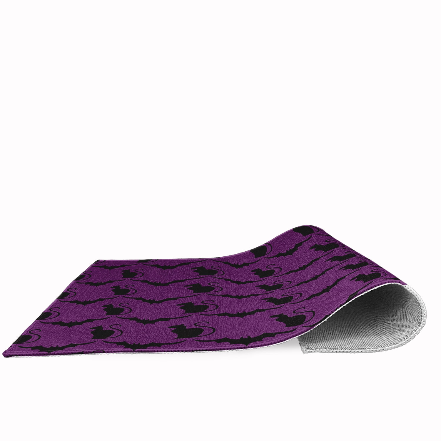 Simply Daisy Cats and Bats Amethyst Halloween Chenille Area Rug, 18" x 30"