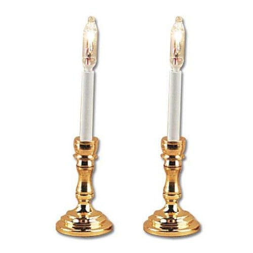 Pair Dollhouse Miniature Candlesticks Matal Candle W Plastic Candles