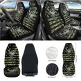 thumbnail image 2 of Renewold Deer Camo American Flag Green 12 Pack Front Car Seat Cover Full Set, Steering Wheel Seatbelt Strap Pad Armrest Mat Trash Can Mount Phone Pocket Cup Holders Rearview Mirror Cover Keychain, 2 of 7