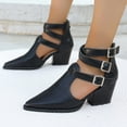 thumbnail image 2 of Wensltd Fashion High Heel for Women Buckle Strap Chunky Block Heel Pointy Toe Dressy Shoes, 2 of 3