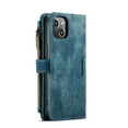 thumbnail image 3 of Zipper Wallet Case for iPhone 14 Plus, Premium PU Leather Wrist Hand Strap Card Slots Holder Flip Folio Cover with Magnetic Suction Kickstand Large Capacity Shockproof Case,Blue, 3 of 12