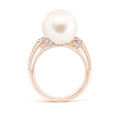 thumbnail image 2 of Angara Freshwater Cultured Pearl Ring with Pave-Set Diamonds in 14K Rose Gold for Women | June Birthstone Jewelry for Her, 2 of 8