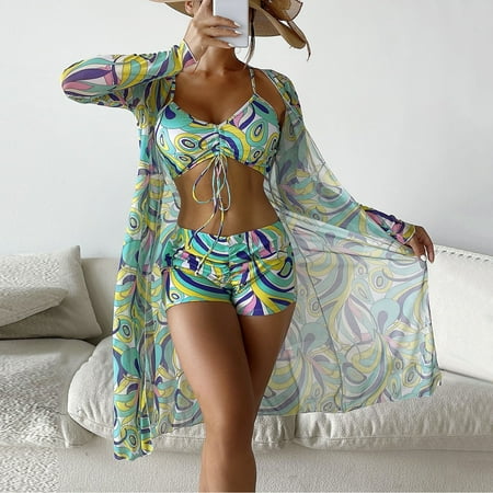 Ukumplol Beach Cover Ups for Women Cover Ups for Swimwear Women Swim Suits for Women 2024 3 Bikini Set Bathing Suit One Piece Swimsuit Women Women s Swimwear Cover Ups 1Pc Swimsuit I L