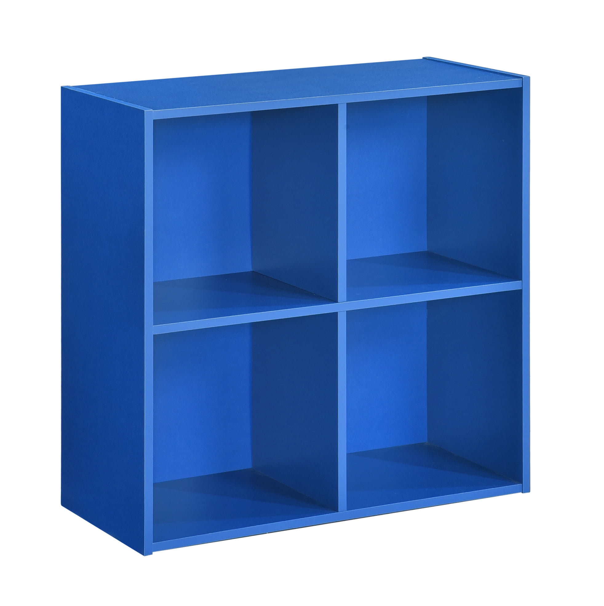 Kings Brand Furniture - 4 Cube Storage Organizer Book Shelf, Toy Storage Organizer for Playroom, Bedroom, Nursery School, Blue