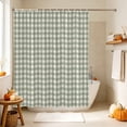 thumbnail image 4 of Sage Green Plaid Shower Curtain, Waterproof Shower Curtains for Bathroom, Gingham Checked Minimalist Modern Washable Fabric Bathtub Curtain Set Bath Decor with 12 Hooks 48"x72", 4 of 8