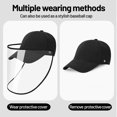 thumbnail image 3 of Fashion Protective Sun Hat Baseball Cap w/ Removable Mask Shield Plastic Protective Cover Anti-fog Splash-proof Sunhat Fishing Beach Travel Hat Safety Protection, 3 of 6