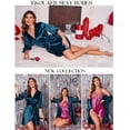 thumbnail image 5 of Ekouaer Women Satin Kimono Robe Valentines Lingerie Ruffle Belted 3/4 Sleeve Bathrobe for Bridesmaids, Wedding & Special Occasions, 5 of 6