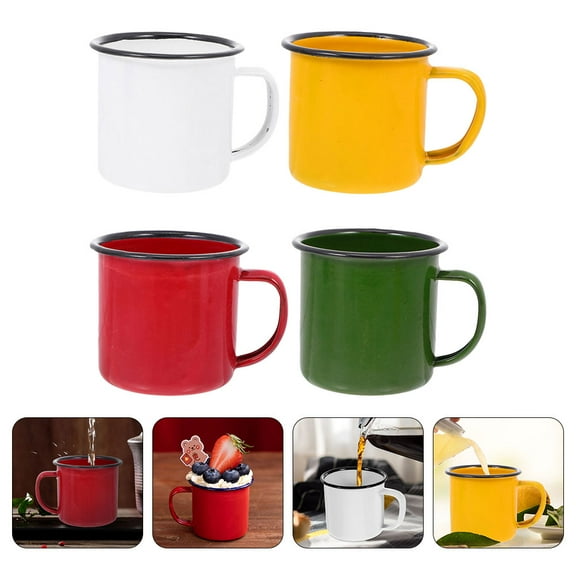 Milisten Back to School Enamel Coffee Cups Easy to Clean Retro Tea Cup Adults Office Use 4pcs