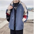 thumbnail image 2 of Pbkabiug - Chamarra bomber ligera unisex de estilo hip hop vintage para mujer con parches y protección contra el viento, 2 of 3
