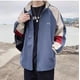 thumbnail image 2 of Pbkabiug - Chamarra bomber ligera unisex de estilo hip hop vintage para mujer con parches y protección contra el viento, 2 of 3