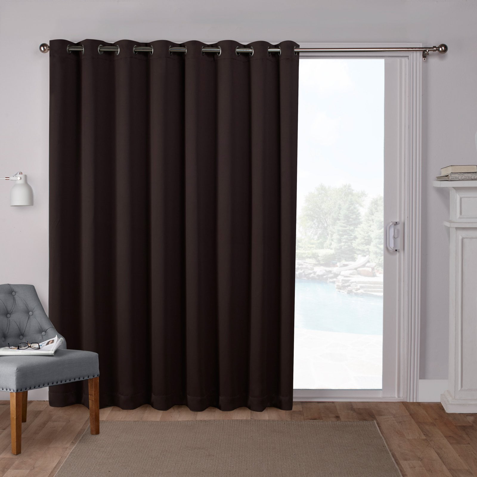 Exclusive Home Curtains Sateen Blackout Wide Patio Grommet Top Single