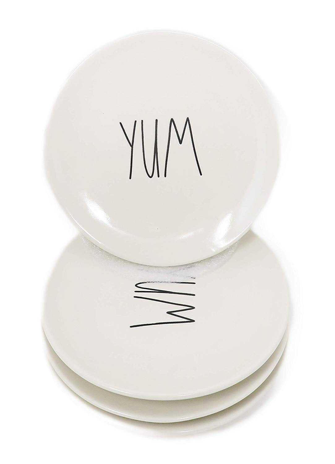 Rae Dunn By Magenta Set Of 4 YUM Ceramic LL Appetizer Plates - Walmart.com