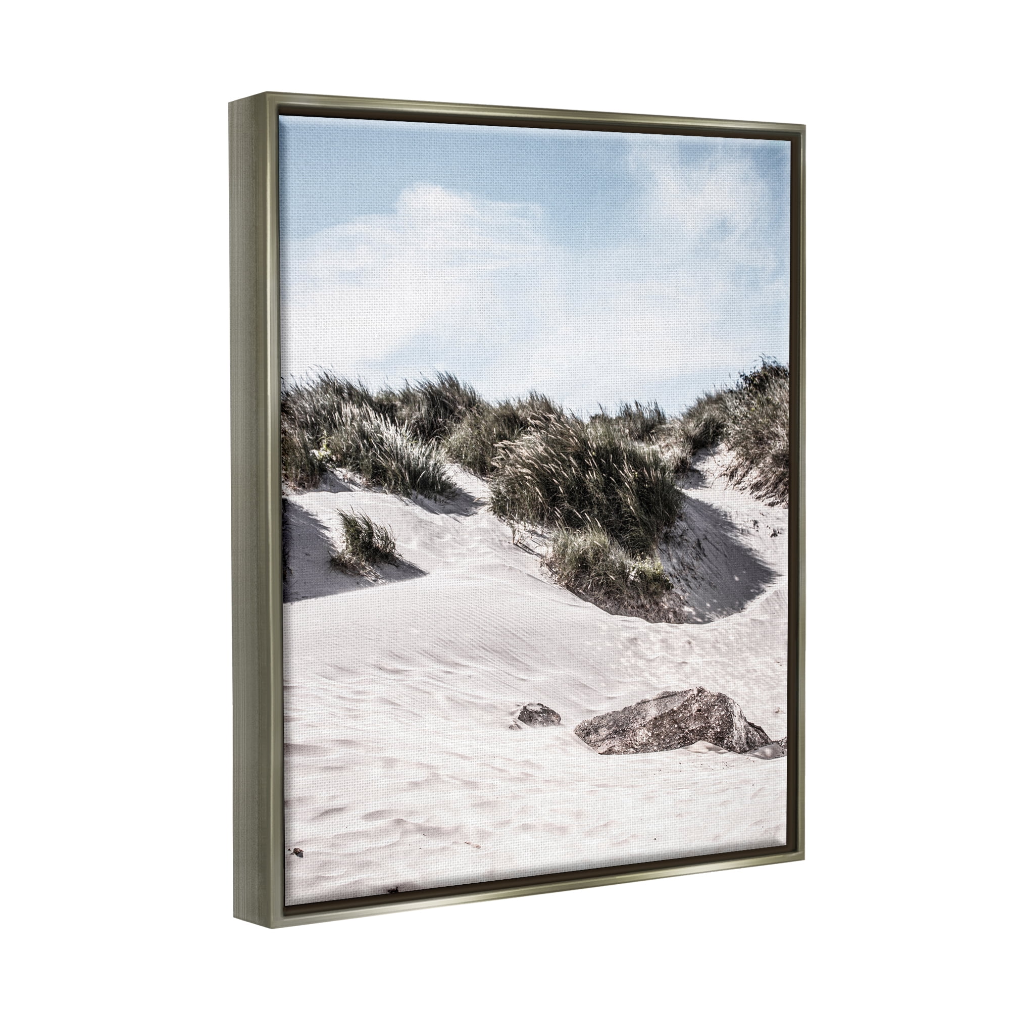 Stupell Industries Summer Sand Dunes Nature Photography Gray Floater Framed Art Print Wall Art, 17 x 21