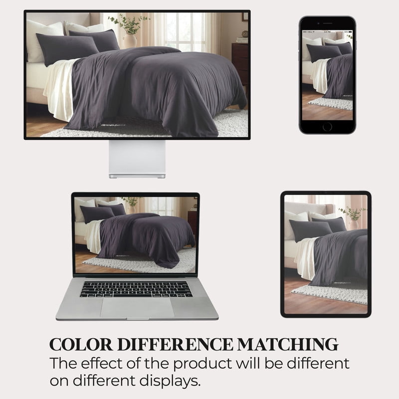 Superior Chloe 100% Cotton Percale Linen Texture Duvet Cover Set, Full/ Queen, Washed Plum