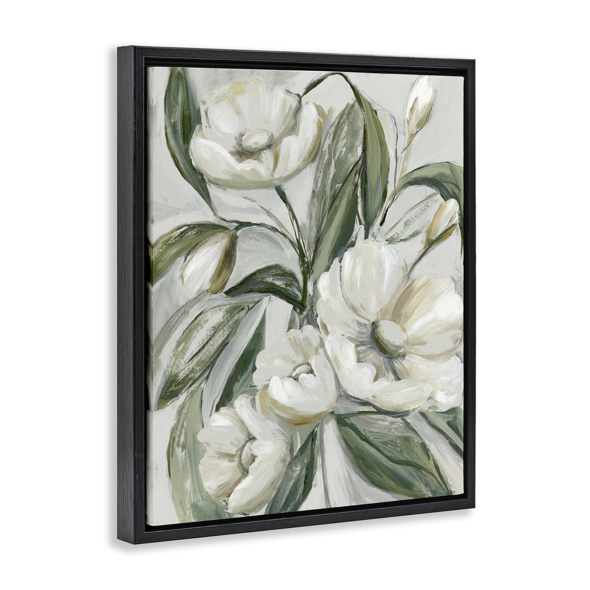 Stupell Industries Bountiful Apple Blossoms Plants & Flowers Painting Black Floater Framed Canvas Art Print Wall Art, 25 x 31