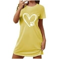 thumbnail image 1 of Tnhcen Stretchy Plus Size Sleep Dress Short Sleeve Round Neck Front Print Polyester Spandex S-2XL for All Body Types, 1 of 4