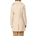 thumbnail image 3 of MODA NOVA Juniors Shawl Collar Single Breasted Mid-Thigh Winter Overcoat Beige XS, 3 of 6