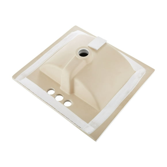 KFFKFF Semi Recessed Bathroom Sink, 20.08 x 18.31 Inch Rectangular White Ceramic Vessel Sink with Overflow and 3 Faucet Holes, Drop in Modern Lavatory Vanity Bath Wash Bowl Basin