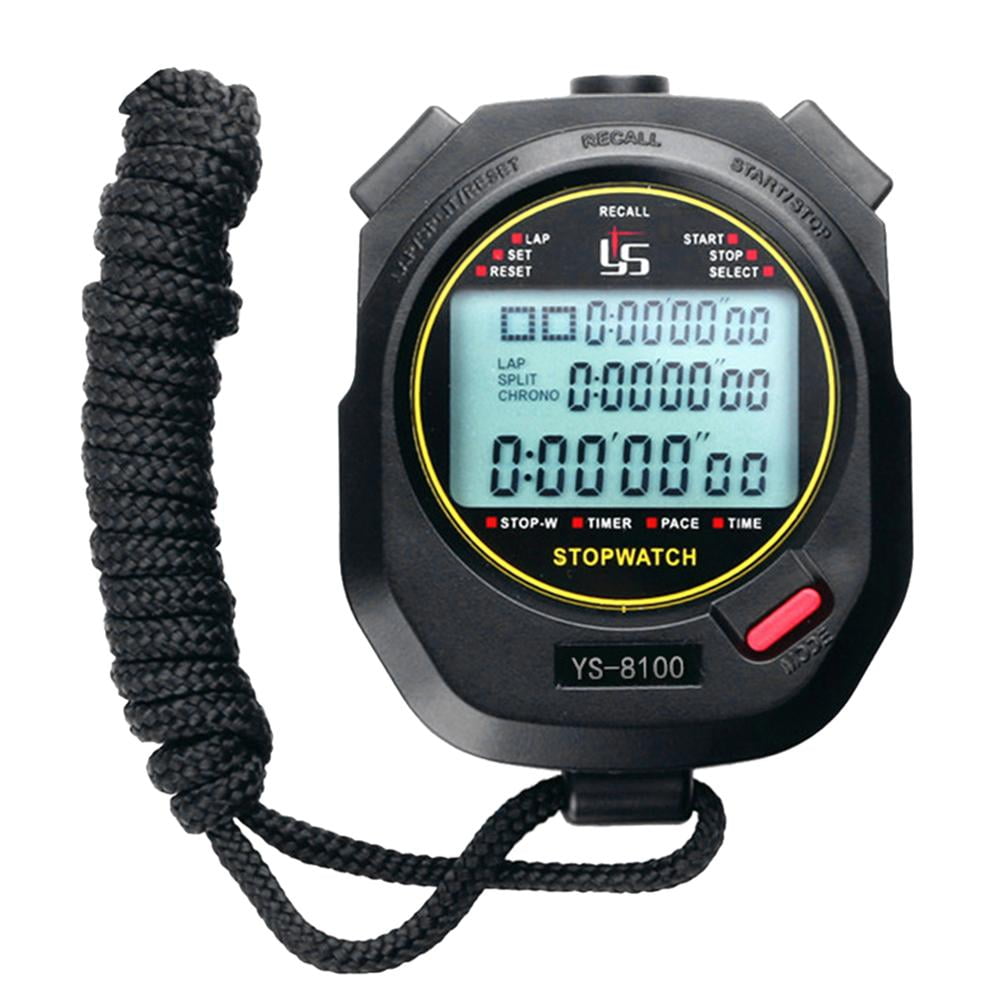 Digital Stopwatch Chronograph Sports Timer Stop Watch (Black/ 100