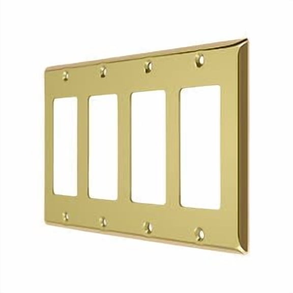 Deltana SWP4744U3 Switch Plate; Quadruple Rocker; Bright Brass Finish