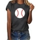 thumbnail image 1 of Gibobby Playera de Manga Corta Casual Suave Mujeres Casual Béisbol Impresión Mangas Cuello Redondo Camiseta Suelta Blusa Tops(Gris oscuro,CH), 1 of 4