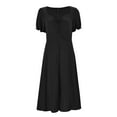 thumbnail image 5 of Women's Elegant V Neck Single A Line Midi Dress For Office And Daily Wear Women's Casual Dress Black L, 5 of 6