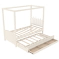 thumbnail image 5 of Twin Princess Canopy Platform Bed with Upholstered Headboard - Trundle & 3 Drawers, Storage Bed,Easy Assembly,Beige, 5 of 18