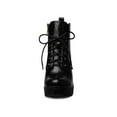 thumbnail image 2 of BLISSFUL STEP Women's Round Toe Block High Heel Lace up Platform Boots, 2 of 8