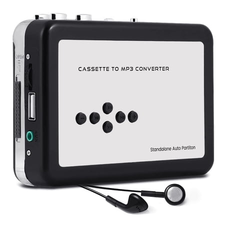 Reshow Portable Cassette Player USB to MP3 Converter, Tape Digital Converter, Built-in Speaker, White