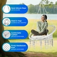 LINJI Grey Cotton Macrame Chair Hanging Swing Hammock with Cushion
