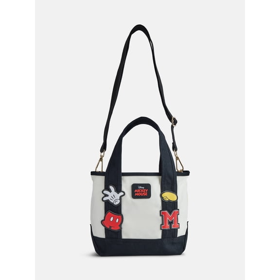 Disney Mickey Mouse Women's Patches Canvas Tote Bag, Black