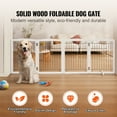 thumbnail image 2 of KFFKFF Dog Gate Freestanding, 32" H x 96.5" W Foldable Dog Fence for House Extra Wide Wooden White Indoor Puppy Gate Stairs Doorways Pet Gate Tall Dog Fence 4 Panels Fence, White, 2 of 9