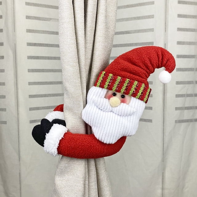 XWSHYW Cortinas Hebilla de Cortina Navideña, Decoración de Cortina con Hebilla de Muñeco de Nieve Viejo
