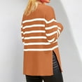 thumbnail image 6 of Women's Casual Striped Loose Round Neck Pullover Sweater for Fall Winter Striped Patterns,Light Brown,XL, 6 of 6